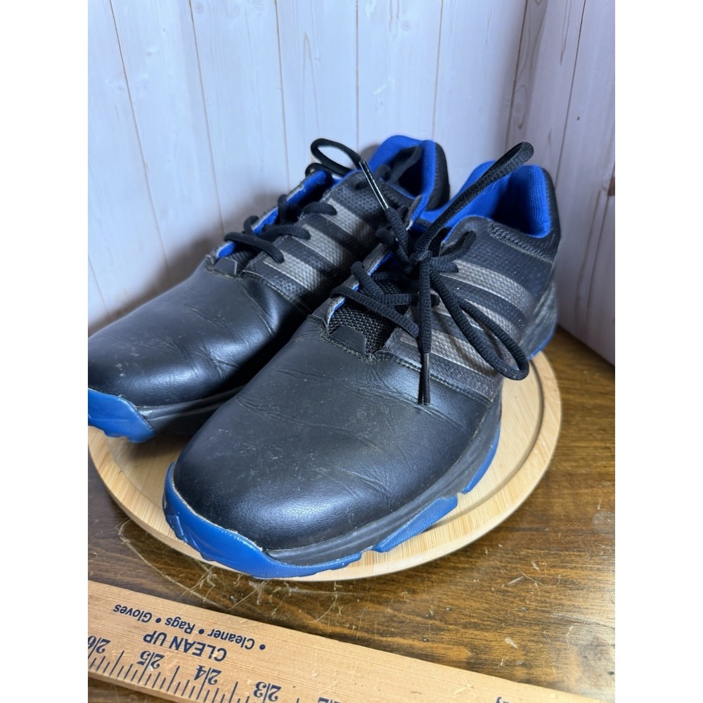 Adidas Bounce Adipower Mens Size 12 Black/Blue Leather Golf Shoes Cleats Q44713